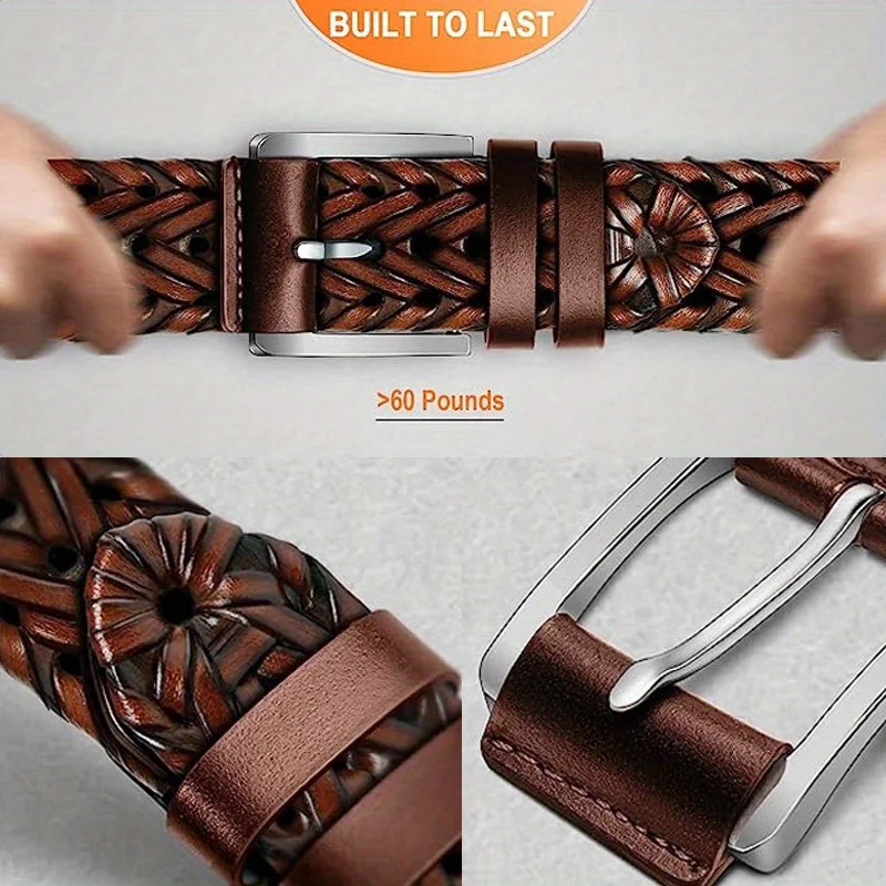 Men's Sports Hollow Woven Belt, Leather Pants Jeans Belt, Ideal Choice For Gifts