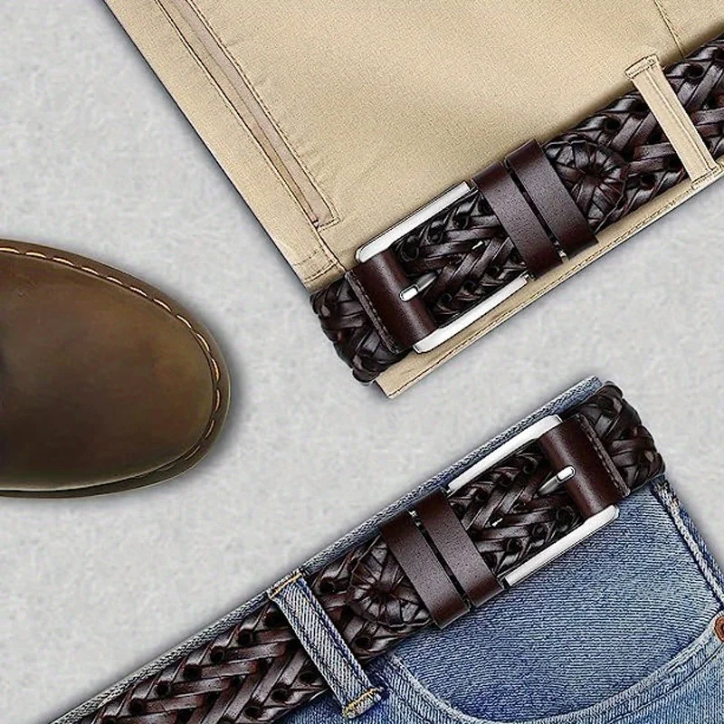 Men's Sports Hollow Woven Belt, Leather Pants Jeans Belt, Ideal Choice For Gifts