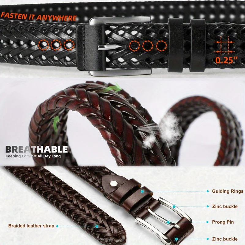 Men's Sports Hollow Woven Belt, Leather Pants Jeans Belt, Ideal Choice For Gifts