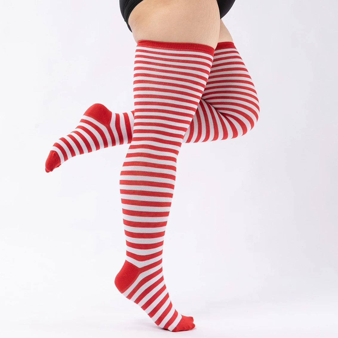 1 Pair Plus Size Thigh High Compression Socks Up To 200lb Striped Over Knee Long Boot Stockings Leg Warmers for Cosplay,Sports
