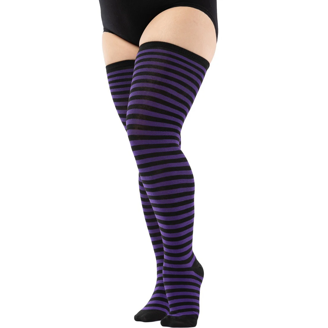 1 Pair Plus Size Thigh High Compression Socks Up To 200lb Striped Over Knee Long Boot Stockings Leg Warmers for Cosplay,Sports