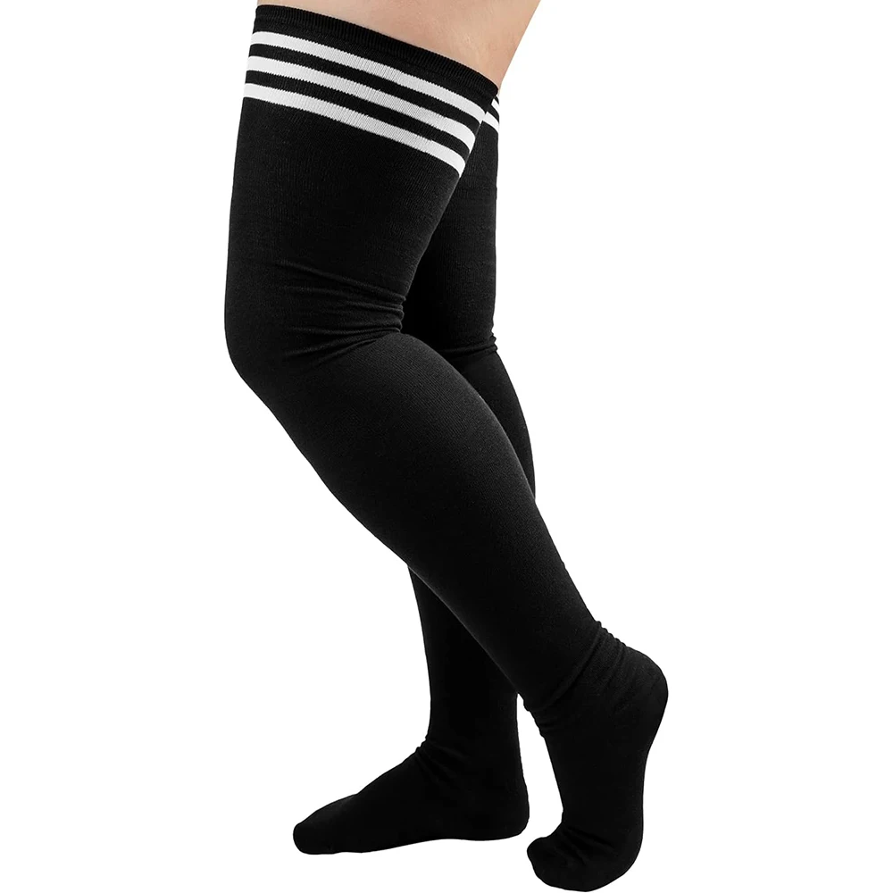 1 Pair Plus Size Thigh High Compression Socks Up To 200lb Striped Over Knee Long Boot Stockings Leg Warmers for Cosplay,Sports