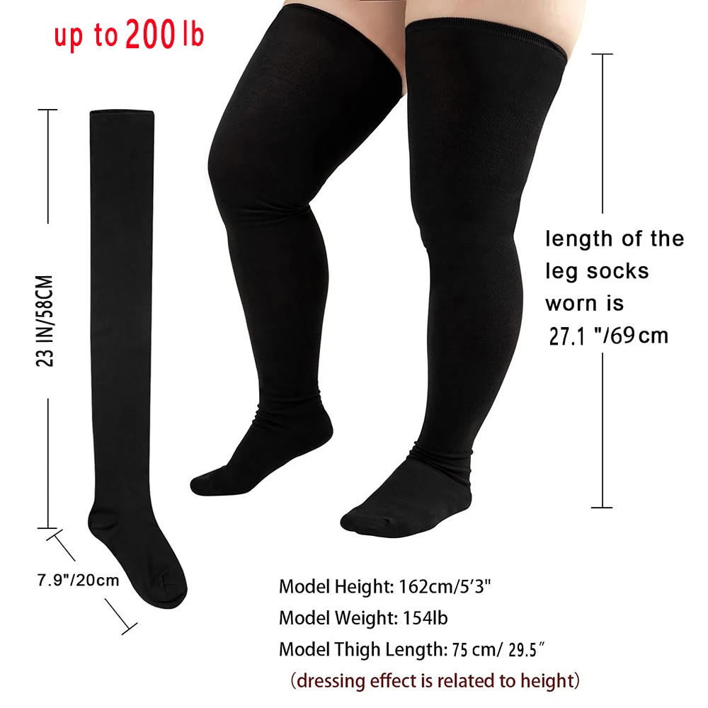 1 Pair Plus Size Thigh High Compression Socks Up To 200lb Striped Over Knee Long Boot Stockings Leg Warmers for Cosplay,Sports