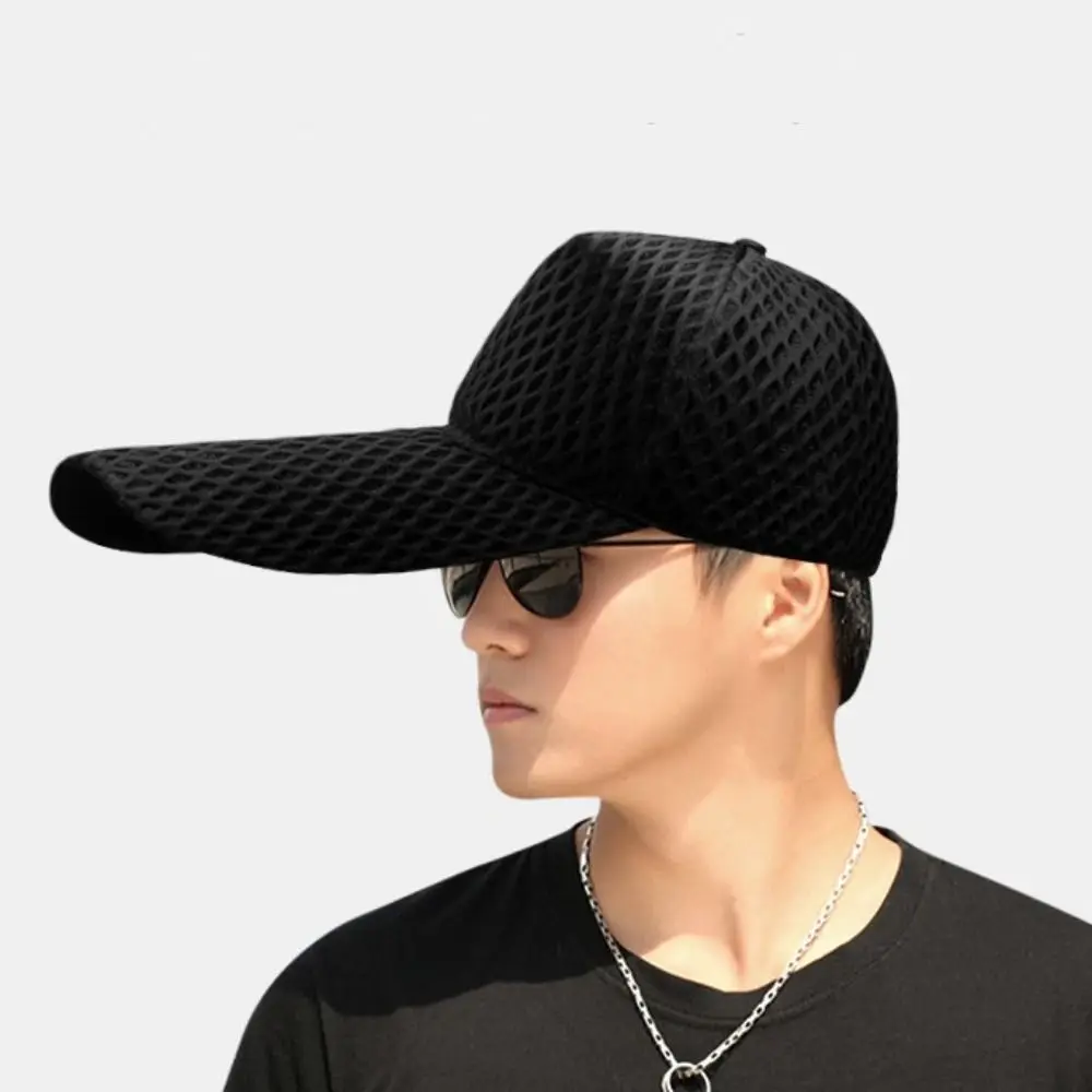 New Fishing Hat Quality 14cm Long Brim Sun Hat Large Head Sunshade Baseball Caps Mesh Big Size Fishing Hat Men