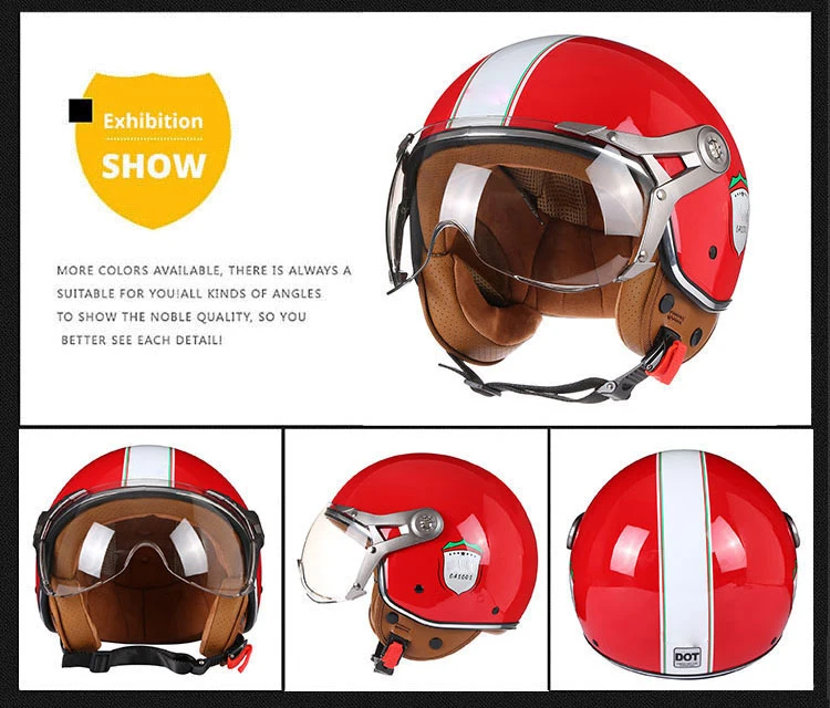2024 NEW Vintage Motorcycle Helmet Jet Unisex DOT Certification 3/4 Helmet Retro Half Open Helmet Motorcycle Scooter Casco