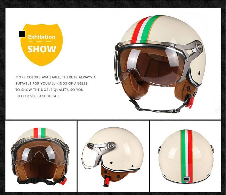 2024 NEW Vintage Motorcycle Helmet Jet Unisex DOT Certification 3/4 Helmet Retro Half Open Helmet Motorcycle Scooter Casco