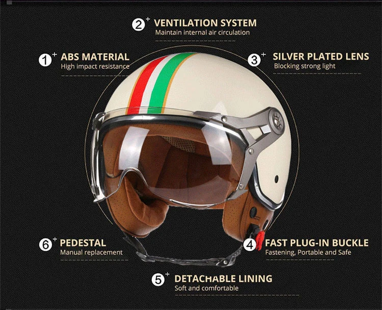 2024 NEW Vintage Motorcycle Helmet Jet Unisex DOT Certification 3/4 Helmet Retro Half Open Helmet Motorcycle Scooter Casco