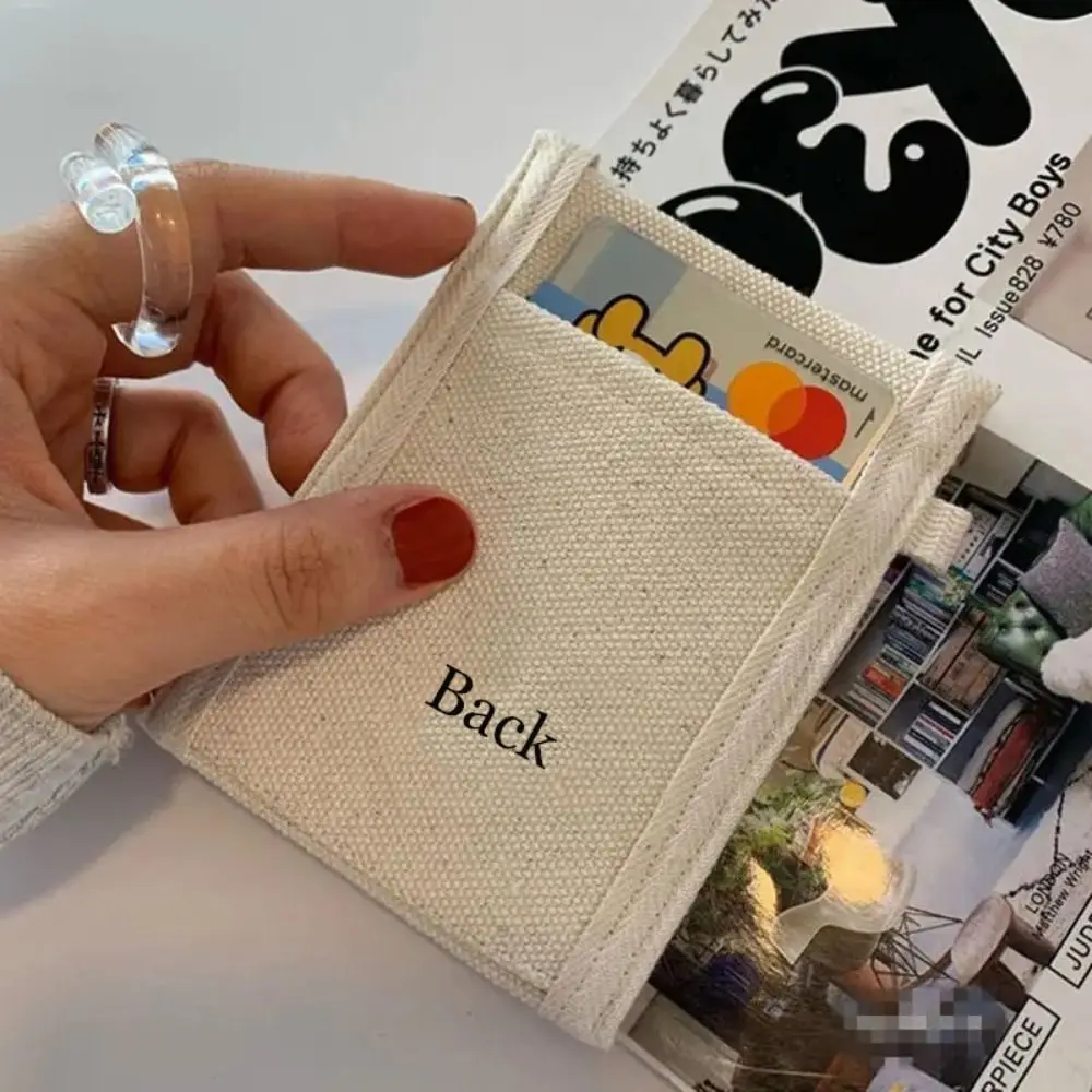 Cute Dual Layer Graffiti Card Holder Canvas Anti-degaussing Bus Card Cover Floral Printed Mini Purse Credit Card Protector