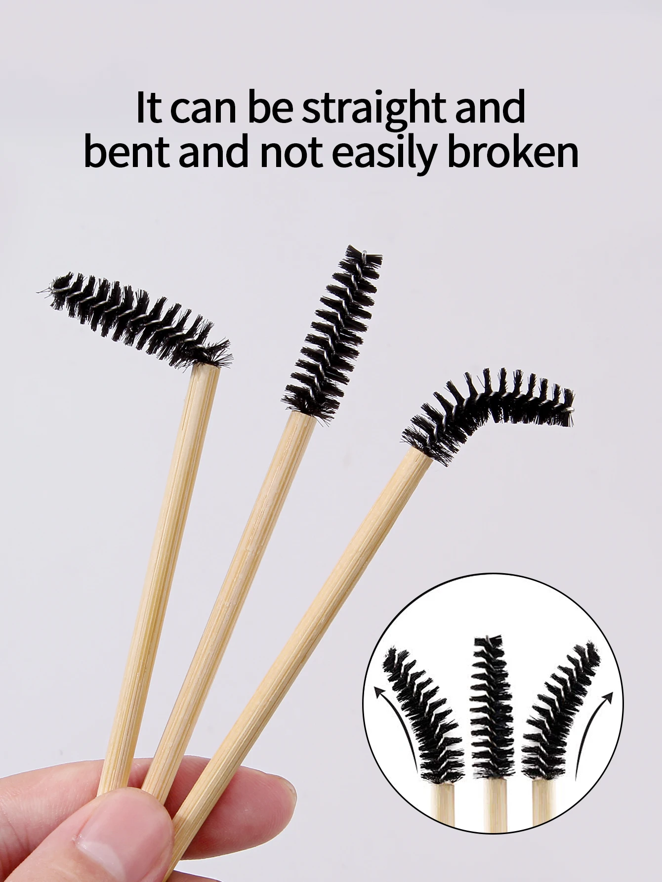 50Pcs Bamboo Handle Eyelash Brush Makeup Brush Eyelash Extension Mascara Wands Applicators Eye Lash Curling Comb Makeup Tools 