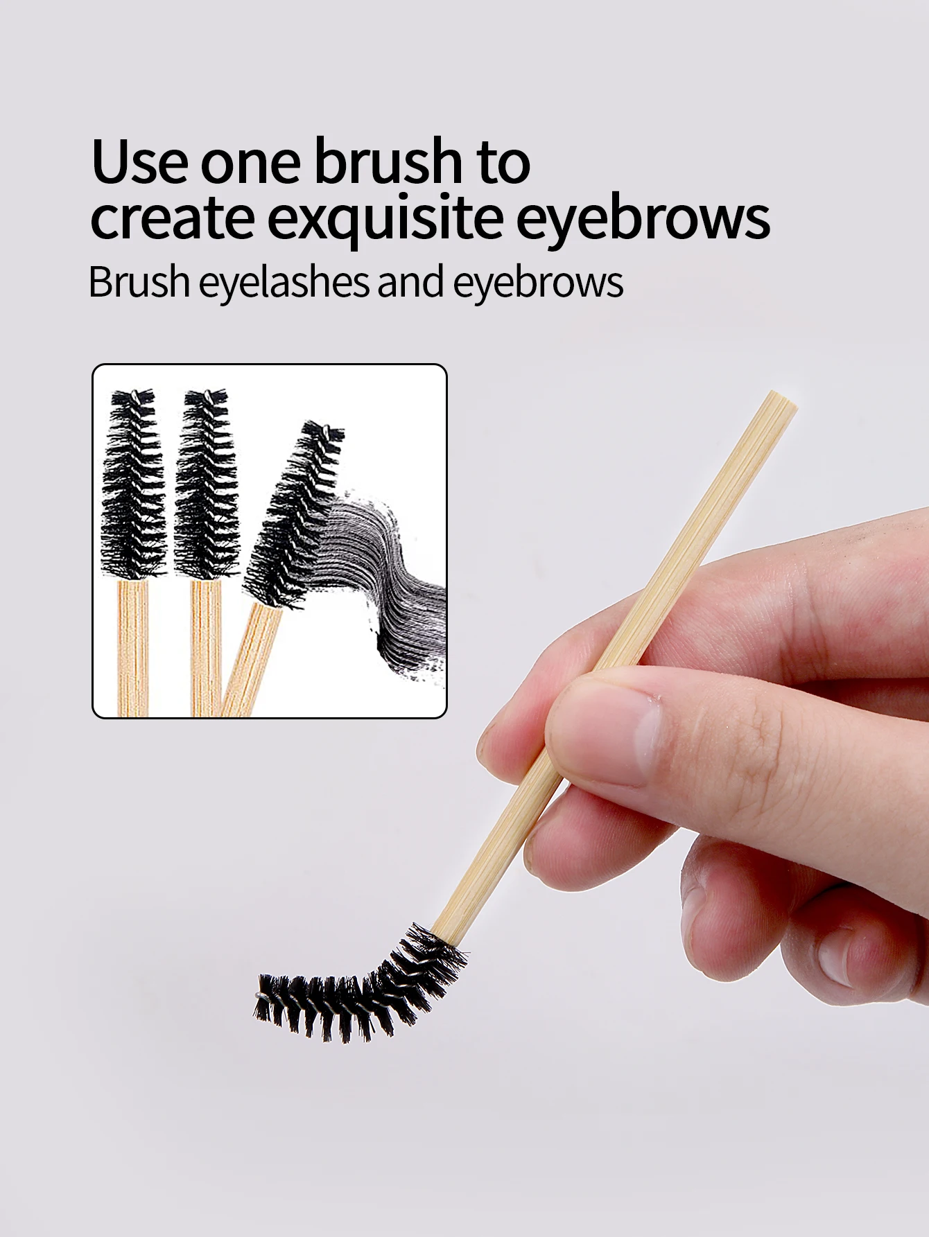 50Pcs Bamboo Handle Eyelash Brush Makeup Brush Eyelash Extension Mascara Wands Applicators Eye Lash Curling Comb Makeup Tools 