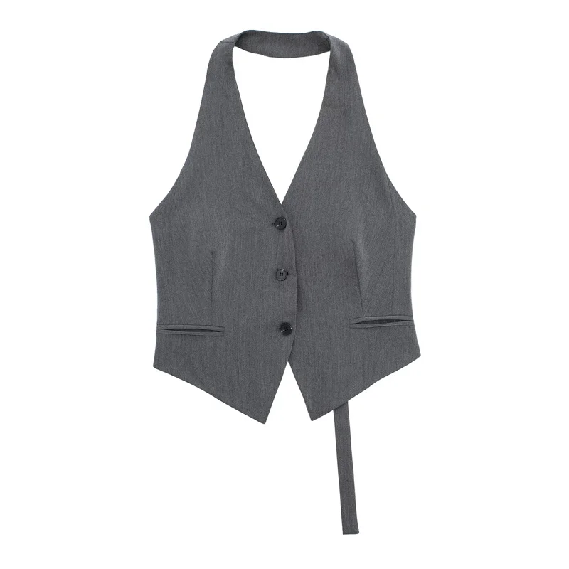MUJER Off Shoulder Sleeveless Vest Women Black White Cropped Vest Woman Fashion Backless V Neck Short Coats Summer Waistcoat