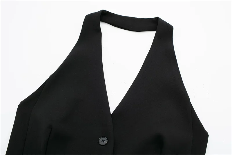 MUJER Off Shoulder Sleeveless Vest Women Black White Cropped Vest Woman Fashion Backless V Neck Short Coats Summer Waistcoat