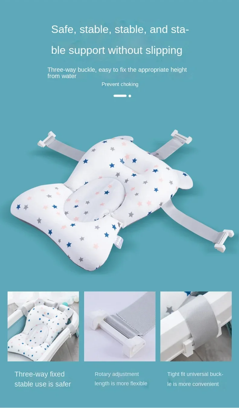 Newborn Bathtub Pillow Infant Anti-Slip Soft Comfort Body Cushion Baby Bath Seat Support Mat Foldable Bath Tub Pad &amp Chair