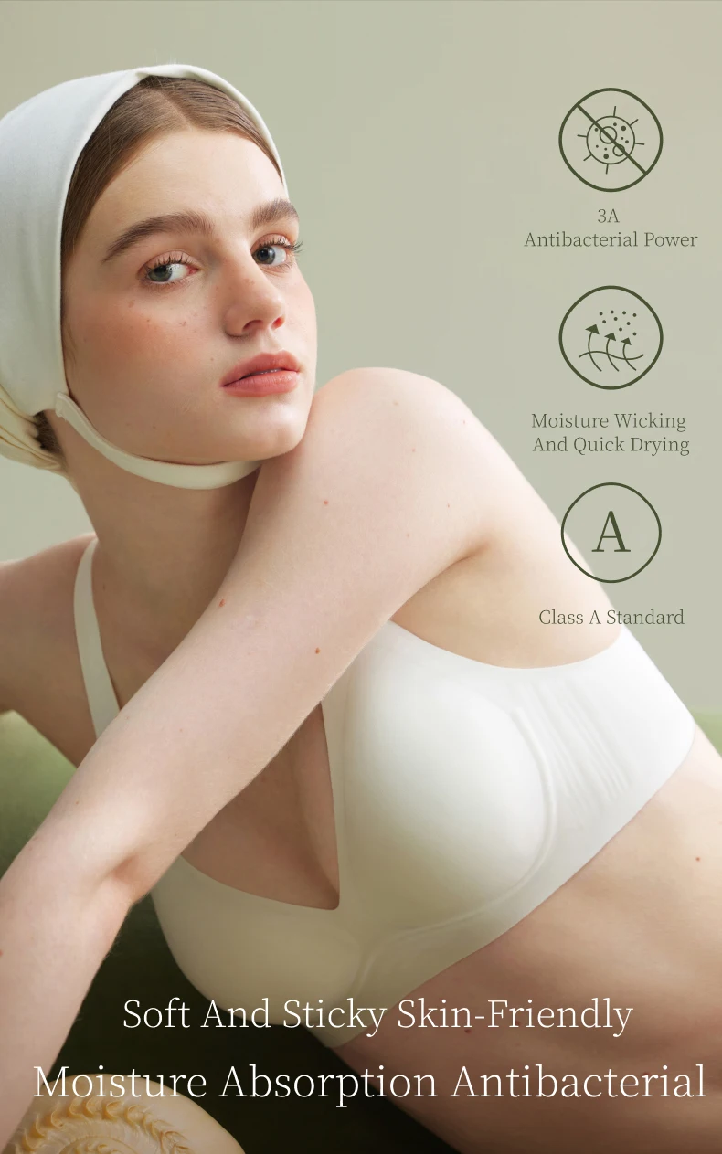 SUJIIN Push Up Seamless Supportive Bra for Women Wireless Deep V Plunge Thin Bras Anti-sagging 3A Antibacterial Bralettes MX074H
