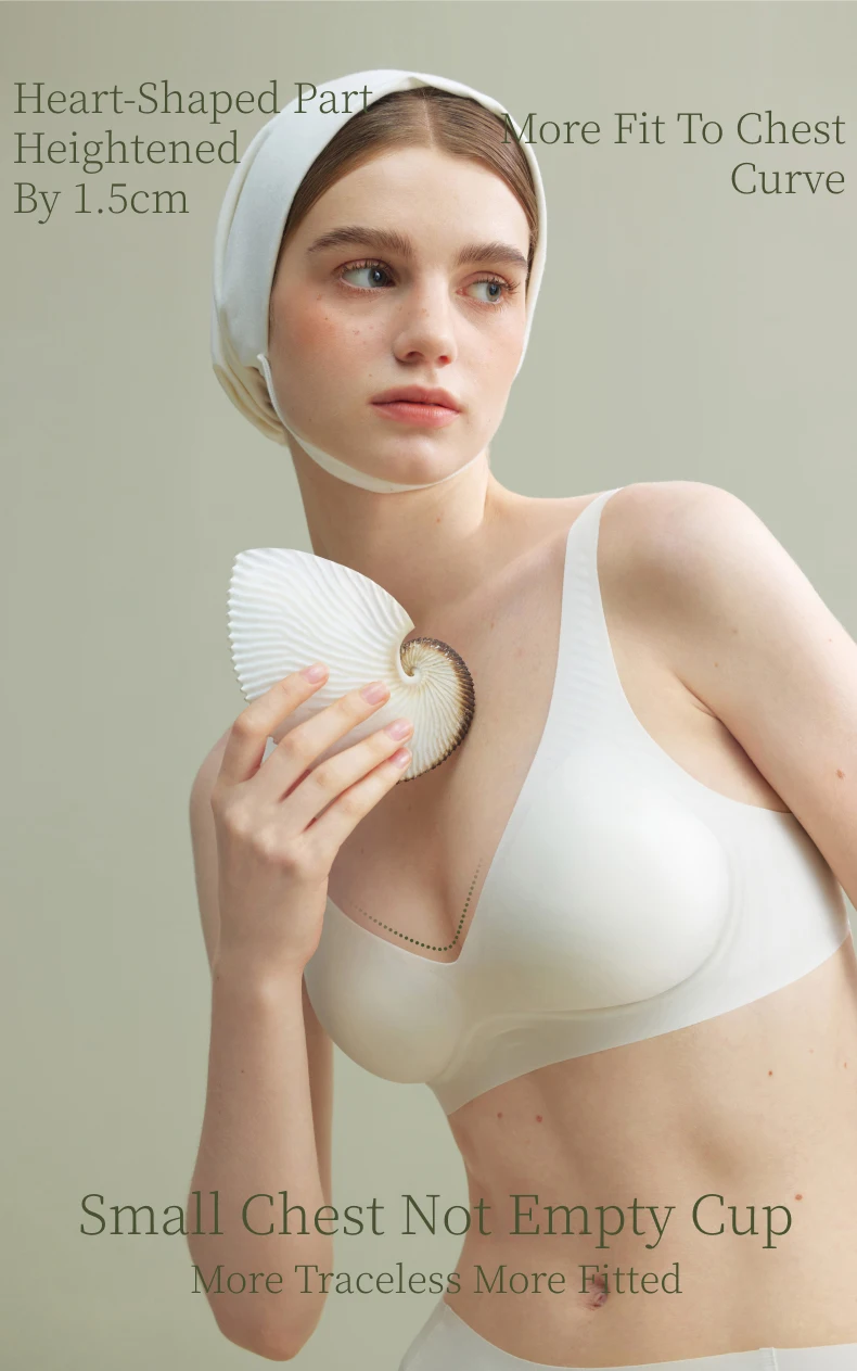SUJIIN Push Up Seamless Supportive Bra for Women Wireless Deep V Plunge Thin Bras Anti-sagging 3A Antibacterial Bralettes MX074H