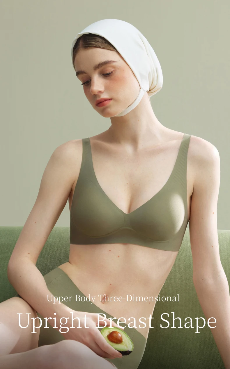 SUJIIN Push Up Seamless Supportive Bra for Women Wireless Deep V Plunge Thin Bras Anti-sagging 3A Antibacterial Bralettes MX074H