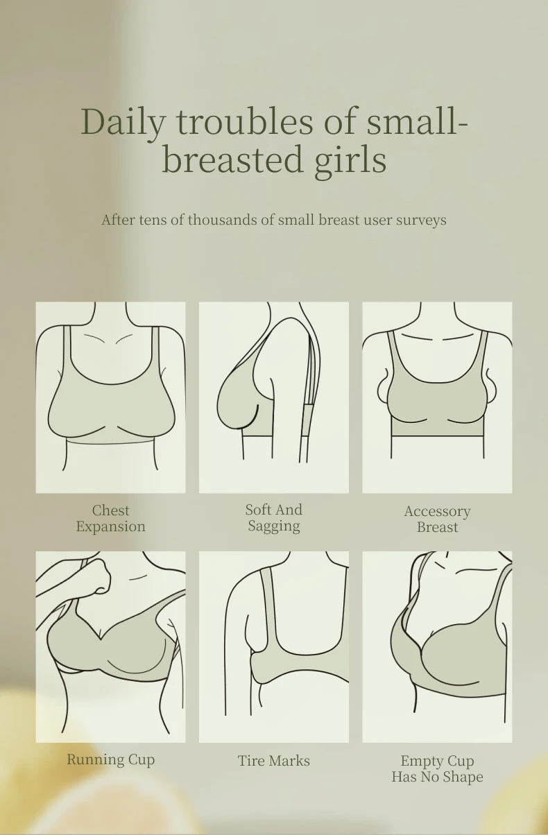 SUJIIN Push Up Seamless Supportive Bra for Women Wireless Deep V Plunge Thin Bras Anti-sagging 3A Antibacterial Bralettes MX074H