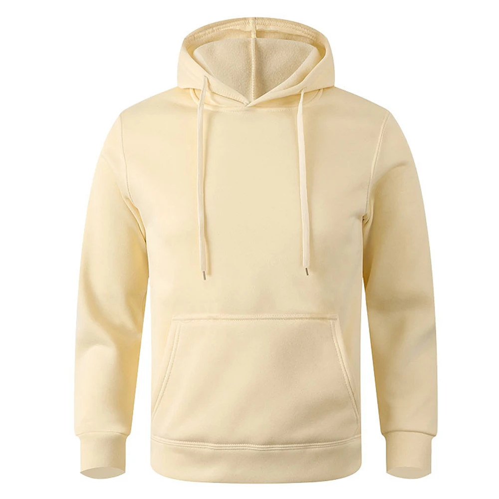 Men's and Women's Warm Sweatshirt Casual Solid Color Streetwear Pullovers Sport Fitness Pocket Hoodies Multi Color