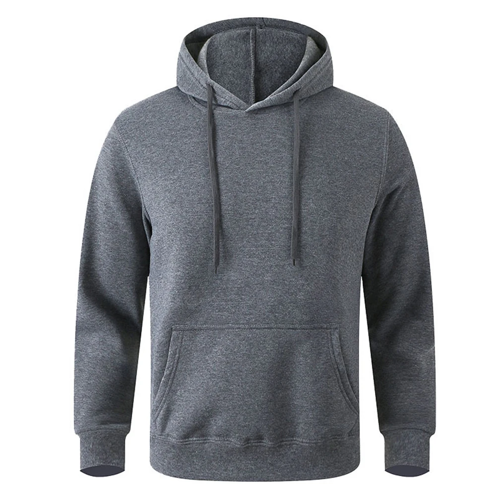 Men's and Women's Warm Sweatshirt Casual Solid Color Streetwear Pullovers Sport Fitness Pocket Hoodies Multi Color