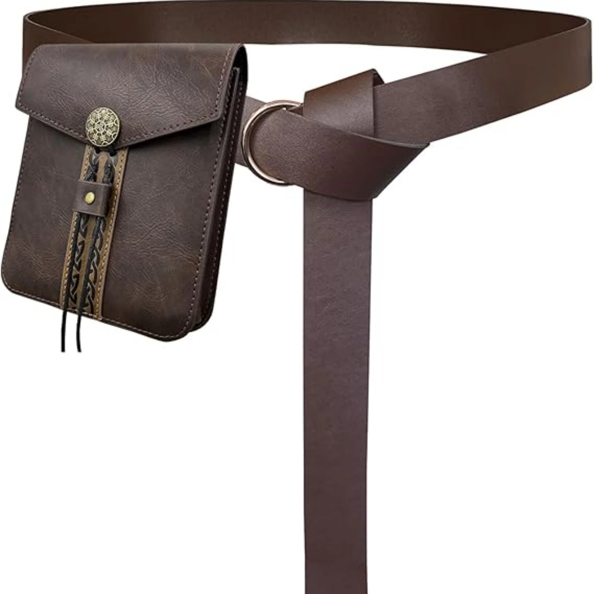 Renaissance Medieval Belt Skirt Hiking Viking Horn Design Leather Cover for Sword Frog Accessory