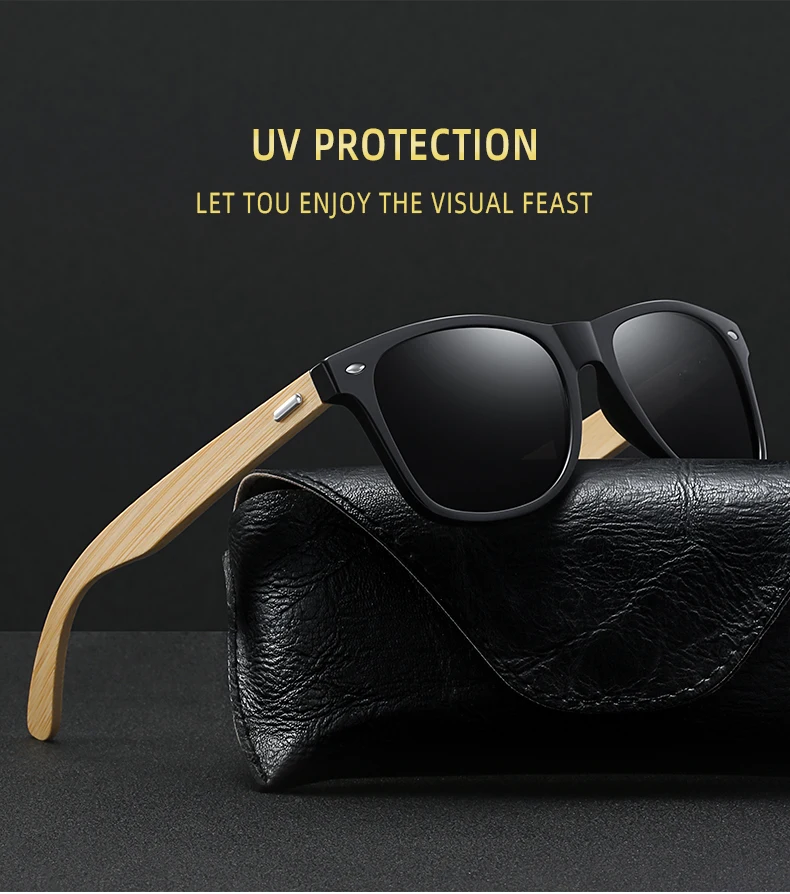 Fashion Bamboo Wood Vintage Square Sunglasses Men Women Luxury Brand Designer Sun Glasses Wooden Driving Fishing UV400 Eyewear