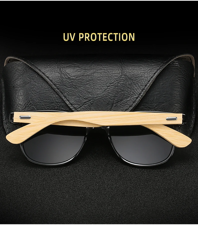 Fashion Bamboo Wood Vintage Square Sunglasses Men Women Luxury Brand Designer Sun Glasses Wooden Driving Fishing UV400 Eyewear