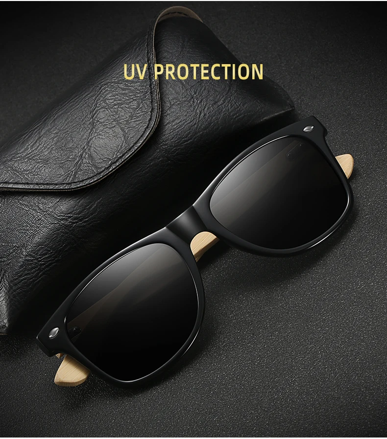 Fashion Bamboo Wood Vintage Square Sunglasses Men Women Luxury Brand Designer Sun Glasses Wooden Driving Fishing UV400 Eyewear