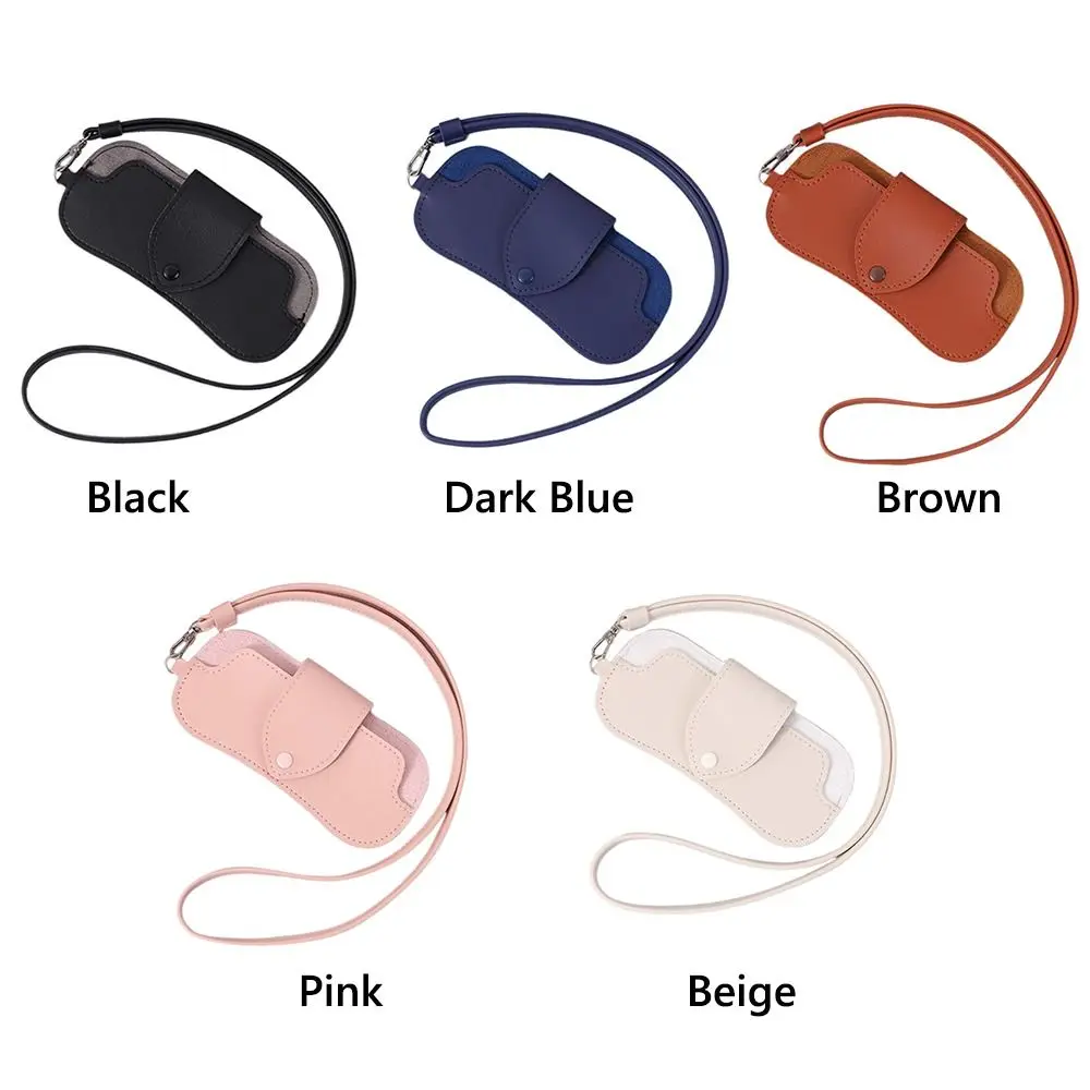Portable Sunglasses Storage Bag Glasses Case Hanging Neck PU Leather Glasses Holder Protective Sleeve with Lanyard