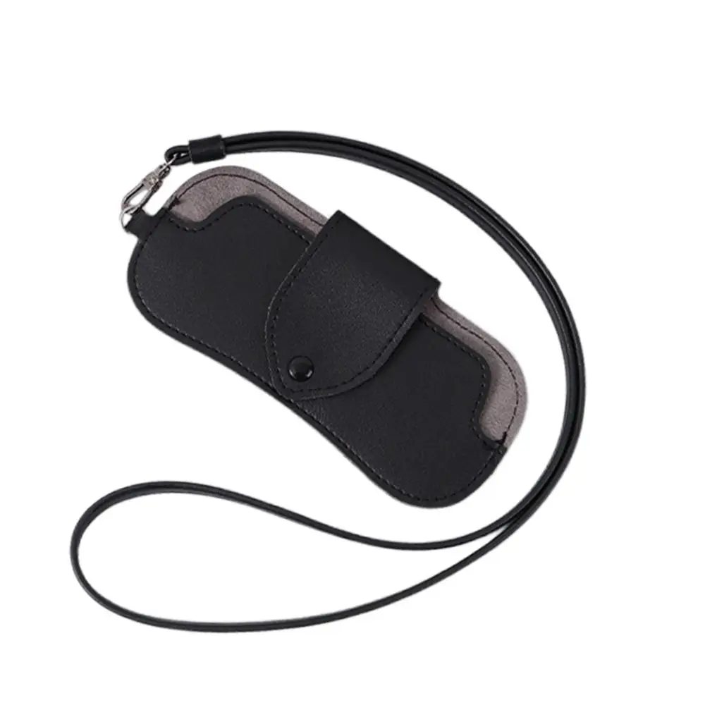 Portable Sunglasses Storage Bag Glasses Case Hanging Neck PU Leather Glasses Holder Protective Sleeve with Lanyard