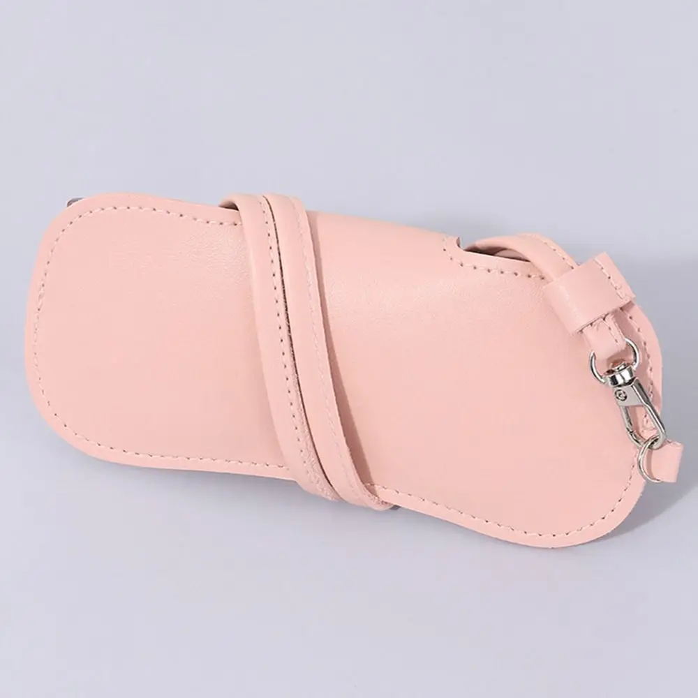 Portable Sunglasses Storage Bag Glasses Case Hanging Neck PU Leather Glasses Holder Protective Sleeve with Lanyard