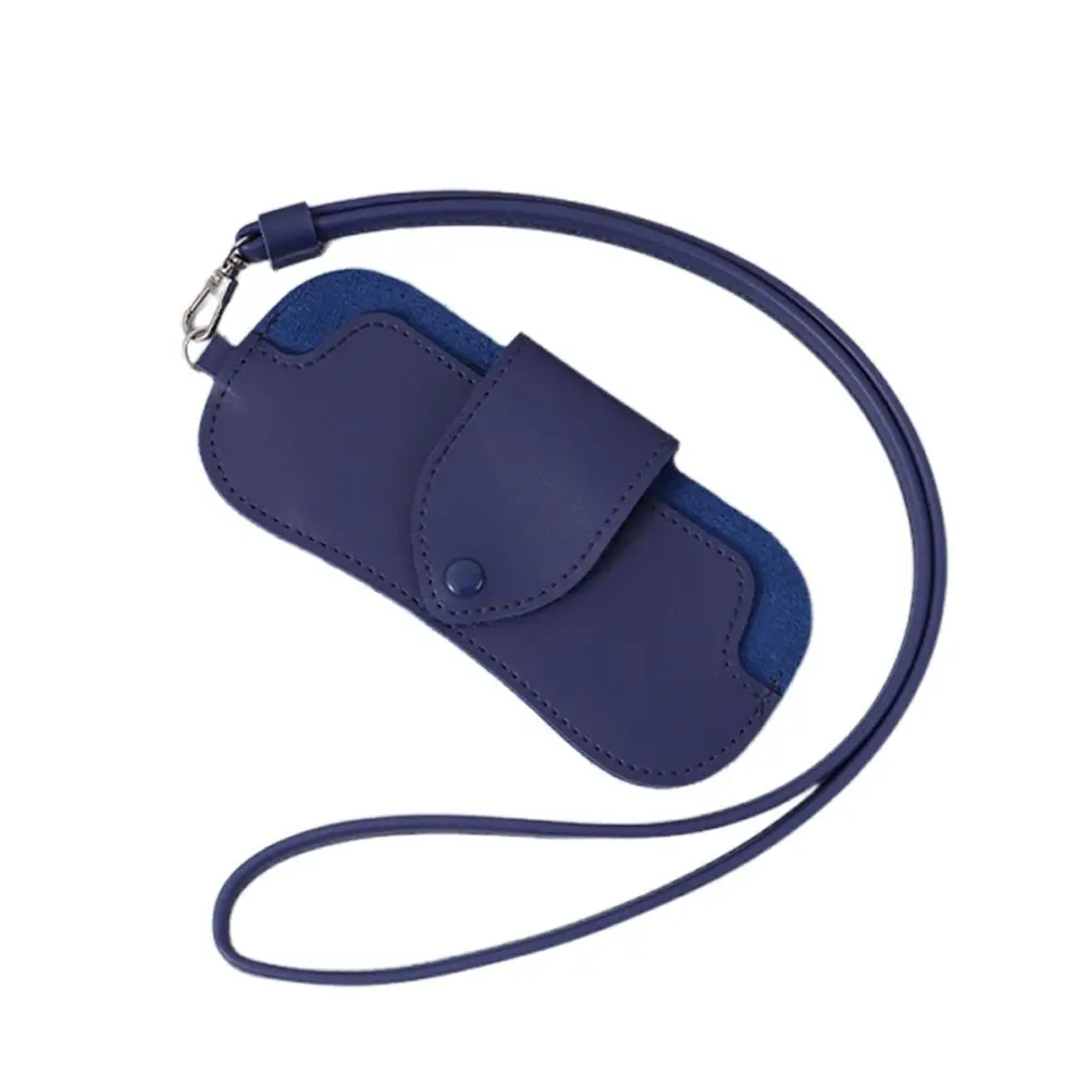 Portable Sunglasses Storage Bag Glasses Case Hanging Neck PU Leather Glasses Holder Protective Sleeve with Lanyard