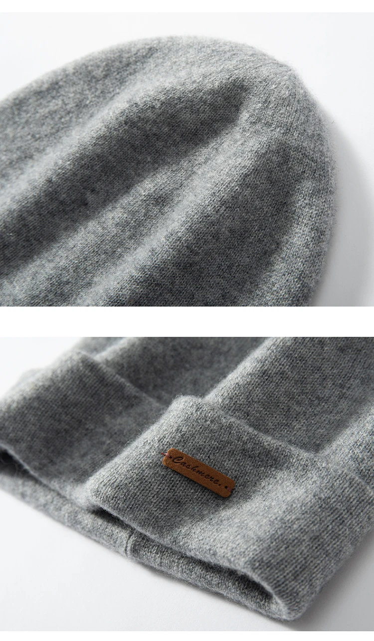 Women Hats 2024 Winter New 100% Cashmere Knitted Headgears Soft Warm Hat Outdoor Casual Thicken Girl Cap High Quality Lady Cap