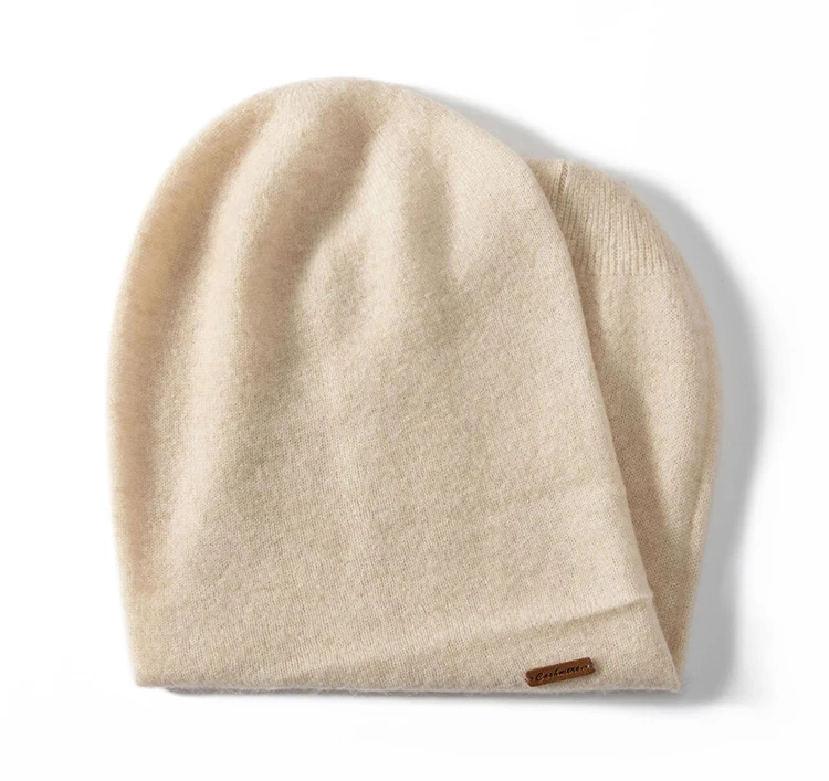 Women Hats 2024 Winter New 100% Cashmere Knitted Headgears Soft Warm Hat Outdoor Casual Thicken Girl Cap High Quality Lady Cap