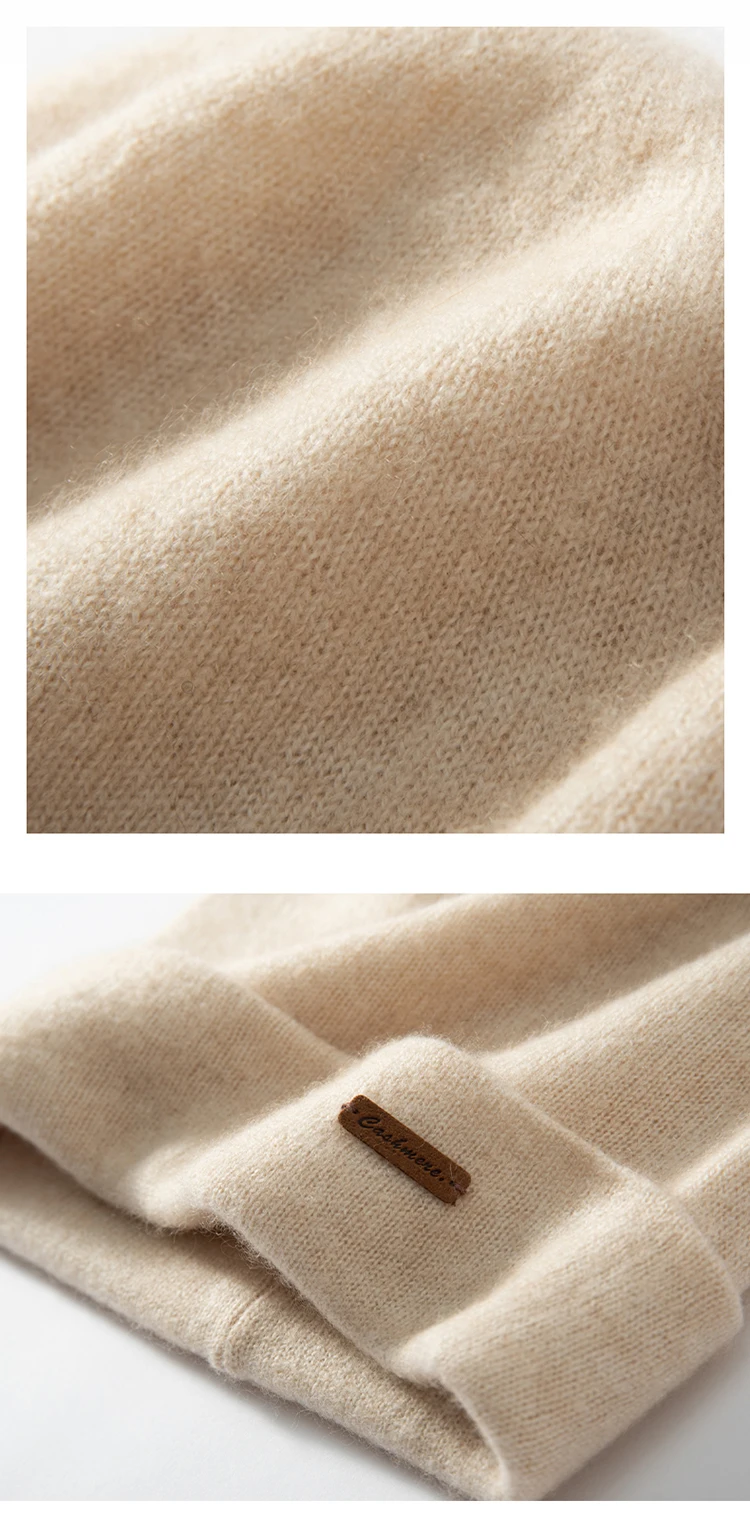 Women Hats 2024 Winter New 100% Cashmere Knitted Headgears Soft Warm Hat Outdoor Casual Thicken Girl Cap High Quality Lady Cap