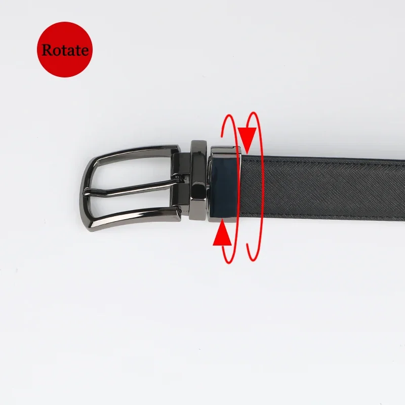 1pc Men's Business Genuine Leather Cowhide Belt, Rotating Pin Buckle Casual Belt For Men, Double-sided Wear Belt