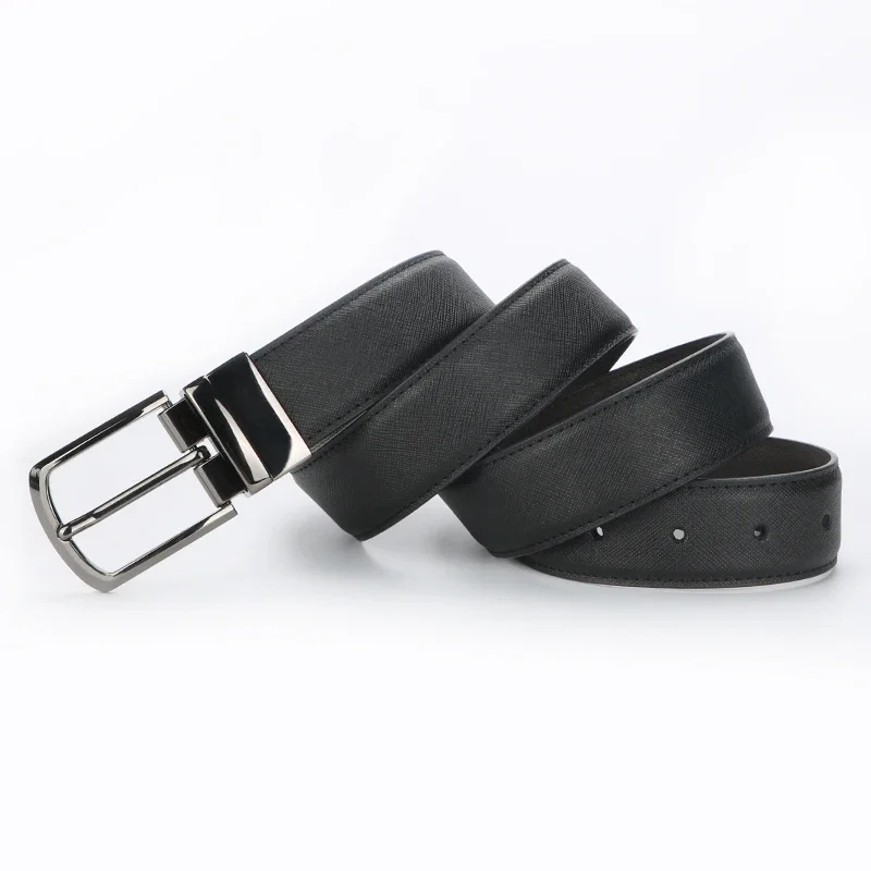 1pc Men's Business Genuine Leather Cowhide Belt, Rotating Pin Buckle Casual Belt For Men, Double-sided Wear Belt