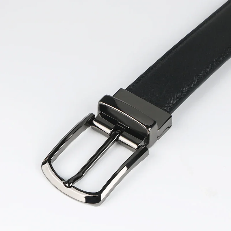 1pc Men's Business Genuine Leather Cowhide Belt, Rotating Pin Buckle Casual Belt For Men, Double-sided Wear Belt