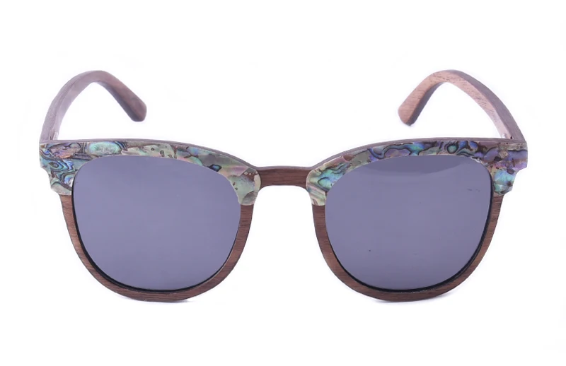 Abalone Seashell Sunglasses Walnut Wood Dark Gray Polarized Lens Brand Designer Wedding Sun Glasses Birthday Gift