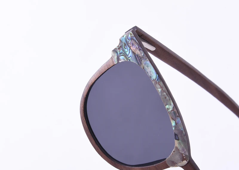 Abalone Seashell Sunglasses Walnut Wood Dark Gray Polarized Lens Brand Designer Wedding Sun Glasses Birthday Gift