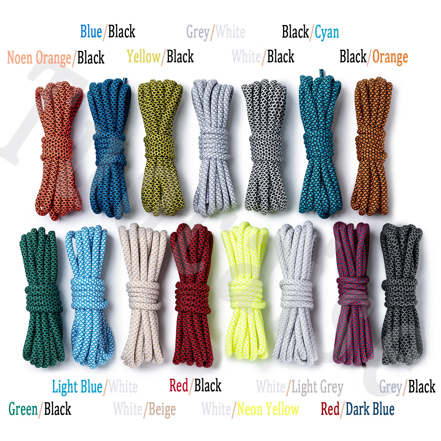 1 Pair 5MM Round Shoe Laces High Quality Durable Round Two-Tone Mixed Color Shoe Laces for Sport Shoelaces Rope 90/120/150/180cm