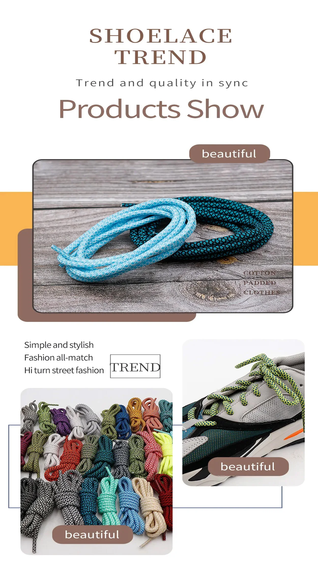 1 Pair 5MM Round Shoe Laces High Quality Durable Round Two-Tone Mixed Color Shoe Laces for Sport Shoelaces Rope 90/120/150/180cm