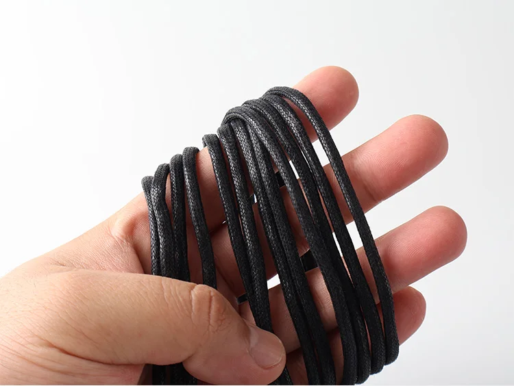 HIBERNI Round Cotton Waxed Shoelaces Black Gray Blue 60/70/80/90/100/120/140/160/180cm for Work Boots for Men Laces Accessories