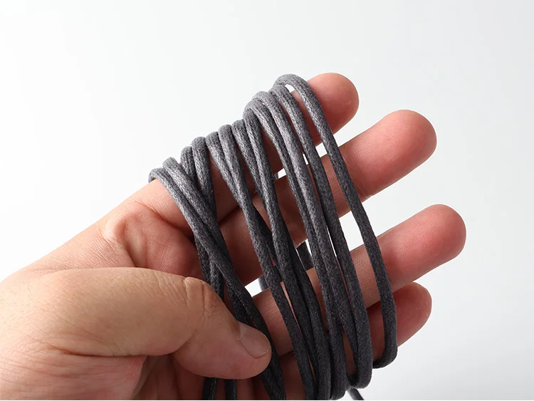 HIBERNI Round Cotton Waxed Shoelaces Black Gray Blue 60/70/80/90/100/120/140/160/180cm for Work Boots for Men Laces Accessories