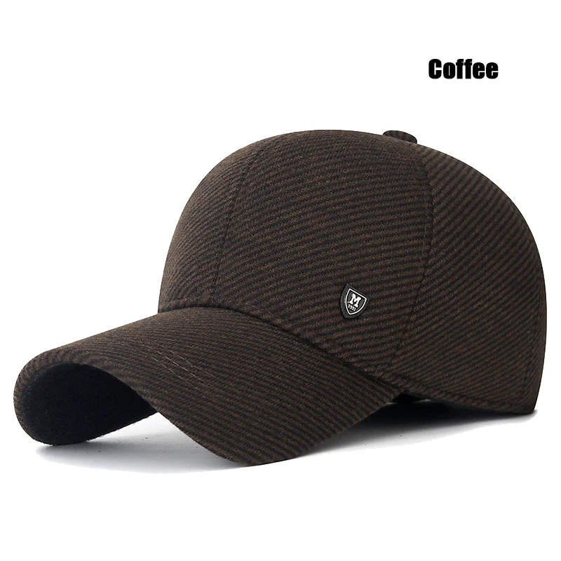Mens Winter Baseball Cap with Ear Flaps, Baseball Winter Hats with Ear Flaps for Men Outdoor Walk Running Adjustable Size