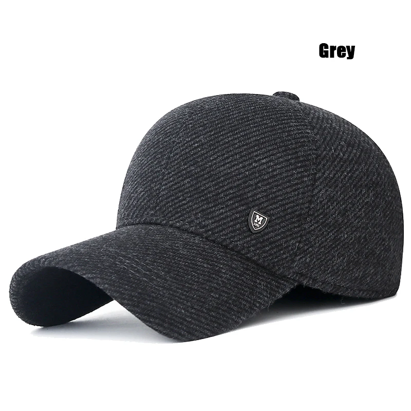 Mens Winter Baseball Cap with Ear Flaps, Baseball Winter Hats with Ear Flaps for Men Outdoor Walk Running Adjustable Size