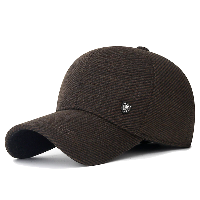 Mens Winter Baseball Cap with Ear Flaps, Baseball Winter Hats with Ear Flaps for Men Outdoor Walk Running Adjustable Size