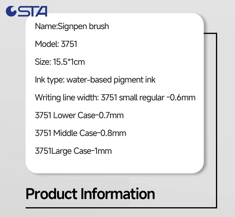 STA 4 Size Waterproof Caligraphy Pen Soft Brush Pens for Writing Letterin Drawing Sketching Art Supplies Japanes Stationer 3751