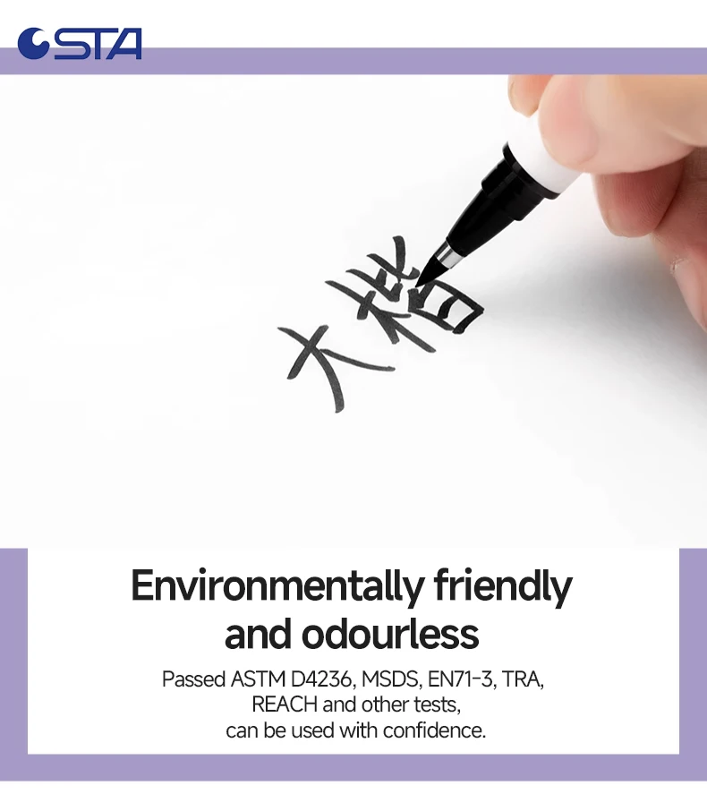STA 4 Size Waterproof Caligraphy Pen Soft Brush Pens for Writing Letterin Drawing Sketching Art Supplies Japanes Stationer 3751