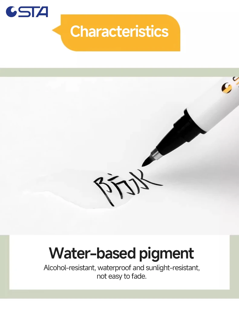 STA 4 Size Waterproof Caligraphy Pen Soft Brush Pens for Writing Letterin Drawing Sketching Art Supplies Japanes Stationer 3751