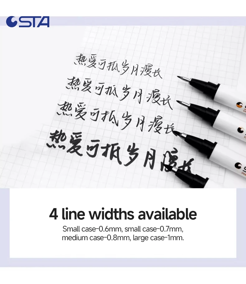 STA 4 Size Waterproof Caligraphy Pen Soft Brush Pens for Writing Letterin Drawing Sketching Art Supplies Japanes Stationer 3751